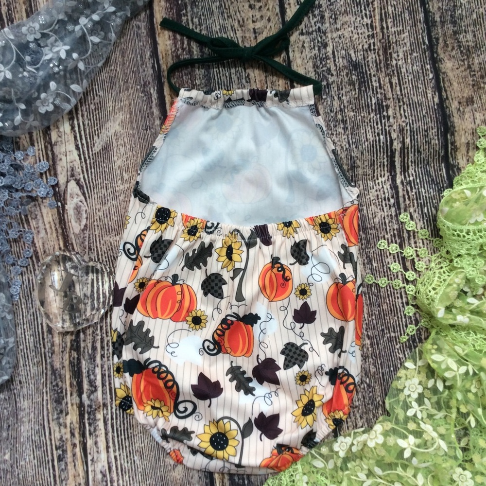 Boutique Baby Girls Pumpkin Romper - Picture 2 of 3
